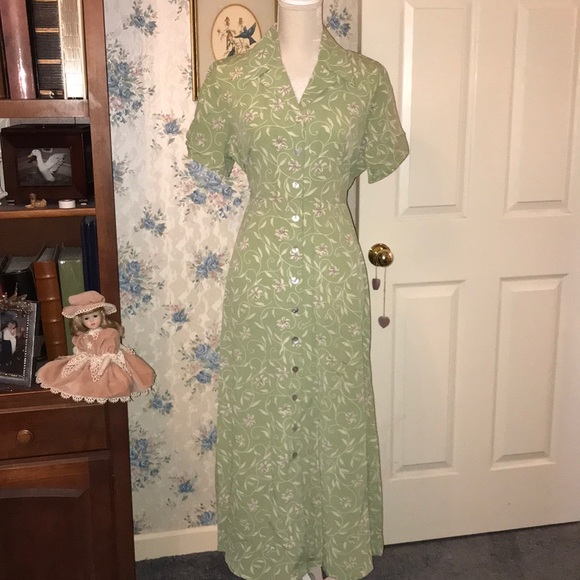 Jaclyn Smith Dresses & Skirts - Vintage Jaclyn Smith Green Floral Dress